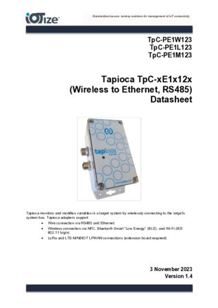   Tapioca Ethernet, RS485 Wireless Adapter (TpC-xE1x123) Datasheet