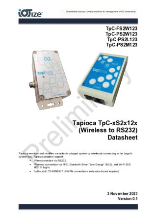  Tapioca RS232 Wireless Adapter (TpC-xS2x12x) Datasheet